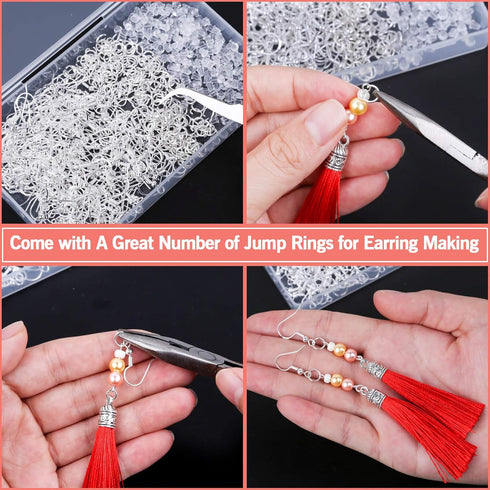 Thrilez 600Pcs Earring Making Kit with Hypoallergenic Hooks, Jump Rings, & Rubber Backs (Silver)...