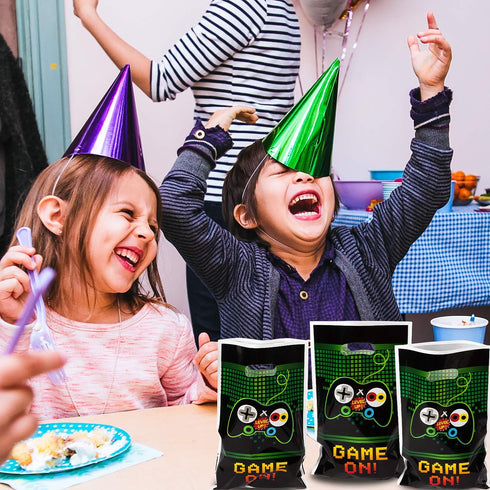 PANTIDE Video Games Party Favor Bags, Game On Plastic Loot Gifts Bags, Gaming Goody Candy Treat Bags for Video Game Themed Birthday Party Supplies...