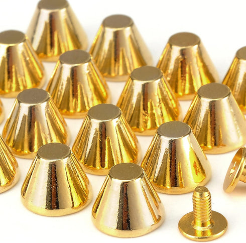 YORANYO 30 Sets 5/16" Height Spikes and Studs 8MM Handbag Feet Gold Color Barrel Spikes Screw Back Punk Studs and Spikes Kit for Clothing Shoes Le...