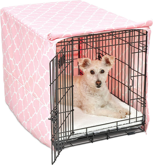 New World Pet Products Dog Crate Cover Featuring Teflon Fabric Protector, Dog Crate Cover Fits Midwest 30-Inch Dog Crates, Pink Designer Pattern...
