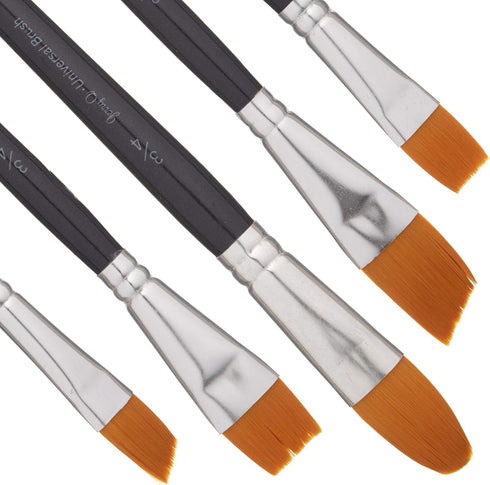 Jerry Q Art 15 pcs Golden Taklon Brush Set for Acrylic, Tempera, Watercolor, Oil Painting, Silver Ferrule with Violet Short Wooden Handles JQ151...