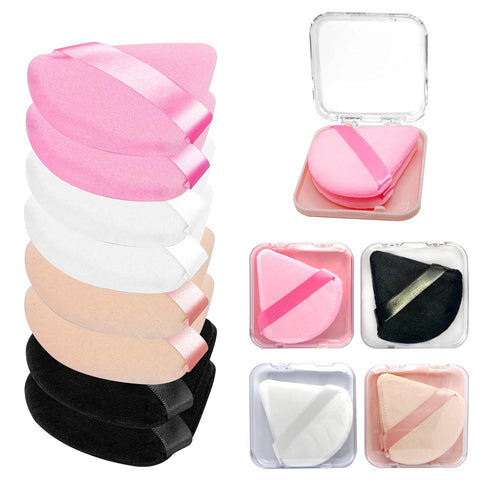 8 Pieces Triangle Powder Puff with 4 Travel Cases, Triangle Makeup Puff, Reusable Velour Cosmetic Foundation Blender Sponge for Loose Powder Body ...