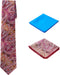Men's Woven Paisley Regular Length Neck Tie with 2 Handkerchief Pocket Squares Hanky Set - Burgundy Brown Blue...
