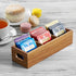 Tea Bag Organizer, Acacia Tea Bag Holder, Tea Storage Containers with 3 Slots, Wooden Sugar Packet Holder, Mini Tea Bag Caddy Box for Countertop...