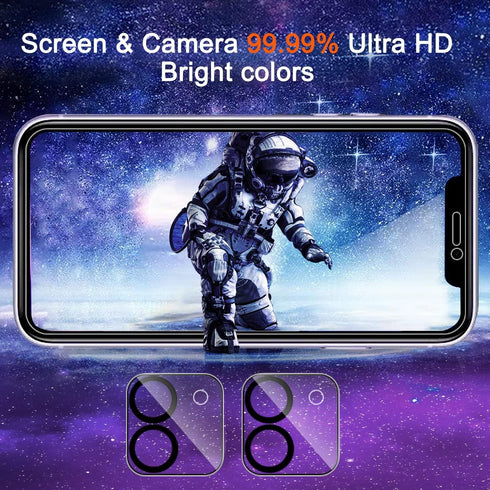 Ferilinso 4 Pack Privacy Screen Protector for iPhone 11 with 2 Pack Camera Lens Protector, 2 Pack Anty- Spy Tempered Glass Film for iPhone 11 6.1 ...