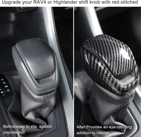 for Totoya RAV4 2019-2024 Gear Shift Knob Cover, Carbon Fiber Grain Interior Protective Gear Shift Trim for Toyota Highlander 2020-2024- Carbon Fi...