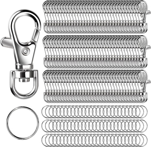 LEOBRO 240PCS Metal Swivel Snap Hooks and Key Rings, 120PCS Small Lobster Claw Keychains Clasps and 120PCS Key Chain Ring for Keychain Clip, Lanya...