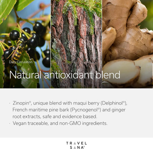 Daily Circulation Supplement - Inflammatory Response - Antioxidant & Blood Flow Support - Maqui Berry, French Maritime Pine Bark, Ginger Root Extr...