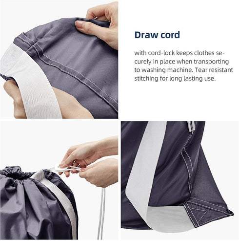 NICOGENA 2 Pack Laundry Bag with Shoulder Strap, Sturdy Drawstring Rips and Tears Resistant Nylon Fabric, Collapsible Large Clothes Storage for Co...