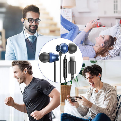 USB C Earbuds for Google Pixel 8 8A 7 Pro 7A 6A 6 Apple iPhone 15 Plus iPad Galaxy S24 S23 S22, Wired Type C Earphones Microphone Headphone for Sa...
