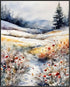 Posterizer 1 pcs-snowy winter flowers scene in oil painting style-10-Floral & Botanical Art-Landscape & Nature Art-Living Room Bedroom Decor- unfr...