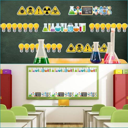 80 Pcs 91.8 ft Science Bulletin Board Borders Science Lab Borders Science Classroom Decorations Self Adhesive Chemistry Biology Fair Stickers for ...