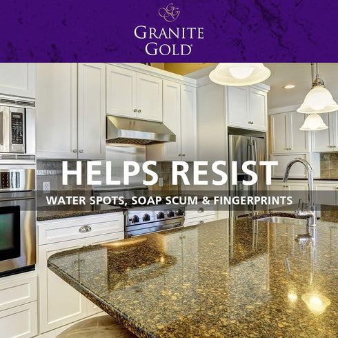 Granite Gold Polish Wipes Streak-Free Shine for Granite, Quartz, Marble, Travertine, Natural Stone Countertops, 18 Count, 1-Pack...