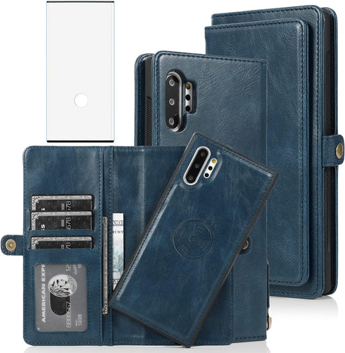 Asuwish Phone Case for Samsung Galaxy Note 10 Plus Glaxay Note10+ 5G Wallet Detachable Cover with Screen Protector and Flip Card Holder Cell Gaxal...