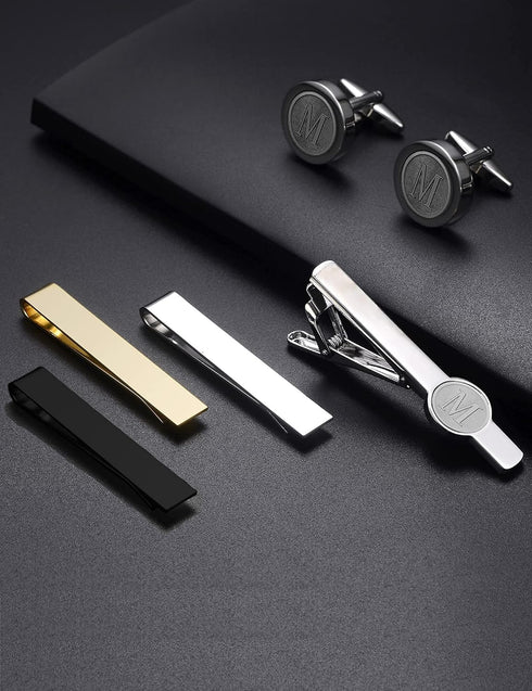 6Pcs Cufflinks Classic Tie Clips Bar Pin Initial Alphabet Letter Shirt Studs A-Z for Men Women Business Wedding...