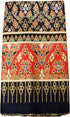Thick Bold Batik Cotton Fabric in Traditional Thai Print, Black Red...