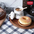 HAOTOP Porcelain Small Honey Jar with Lid and Honey Dipper 12oz (White)...