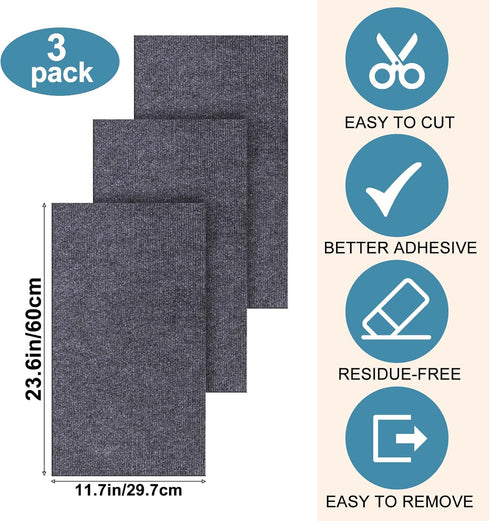 DIY Climbing Cat Scratcher Mat,3 Pack Trimmable Self Adhesive Cat Scratching Pads,23.6"X11.7"Cat Scratching Protector Board for Couch Furniture Wa...