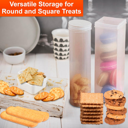 Home-X Set of 2 - Saltine Cracker Sleeve Storage Container / Cookie Stay Fresh Keeper, 1 Round and 1 Square...