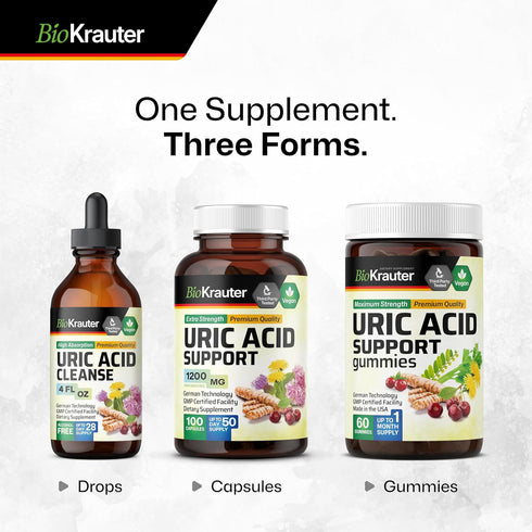 BIO KRAUTER Uric Acid Support Tincture - Natural Kidney Supplement w/Tart Cherry, Milk Thistle, Turmeric Herbal Liquid Extracts - Vegan Drops 4 Fl...