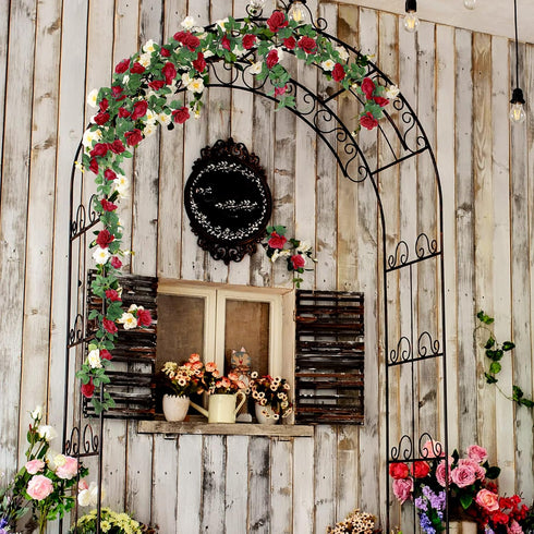 Syhood Artificial Rose Garlands Rose Vines Leaves Banners Hanging Fake Floral Garland Flower Vine for Wedding Arch Ceremony Home Garden Outdoor Pa...