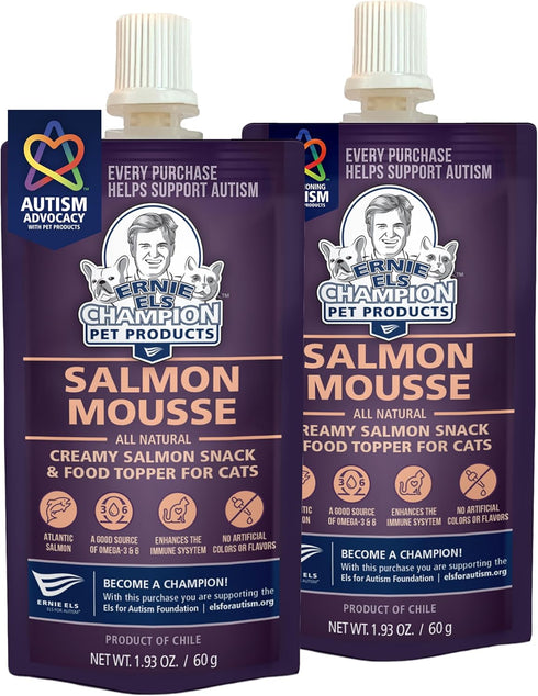 Ernie Els Premium Salmon Mousse Topper for Cat Food - Omega-Rich, Grain-Free Cat Treat (Pack of 2)...