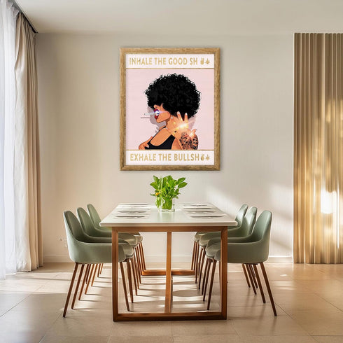 Posterizer 1 pcs-Inhale Exhale-Funny Girl Boss Pink Baddy Print-Motivational & Inspirational Art-Afro-American Art -Gifts for Women-Living Room Be...