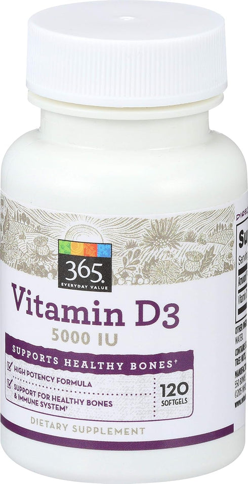 365 Everyday Value, Vitamin D3 5000 IU, 120 ct...