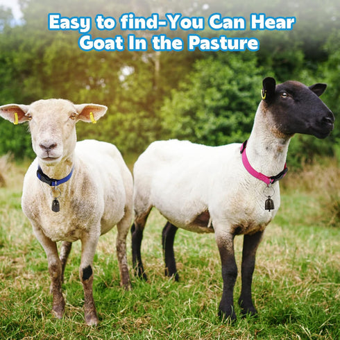 Goat Collars with Bell, 3 Pack Adjustable Sheep Collars with Quick Release Buckle Anti-Loss Bell, Durable Nylon pet Collar for Small Farm Goat Cow...