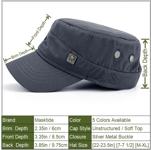 Waterproof Army Cadet Caps for Men Quick Dry Military Cadet Hats for Women Flat Top Patrol Castro Corps Dad Hat...