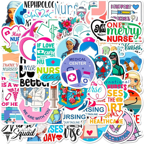 Nurses Day Stickers Nurses Day Label Stickers for Water Bottles Nurses' Day Theme Decals Waterproof Stickers Cards Envelopes Seals Cookies Box and...