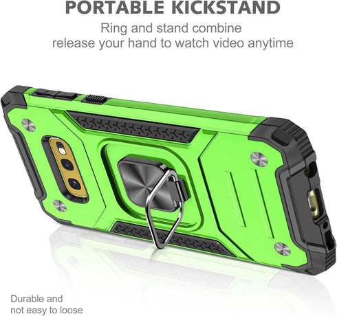 YmhxcY Galaxy S10E Case Samsung S10E Case with HD Screen Protector, Armor Grade Cases with Rotating Holder Kickstand Non-Slip Hybrid Rugged Phone ...