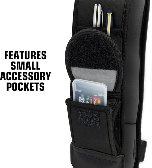 USA Gear Camera Sling Shoulder Strap with Adjustable Neoprene, Safety Tether, Accessory Pocket, Quick Release Buckle - Compatible with Canon, Niko...