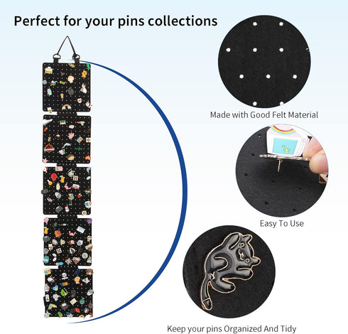 Hanging Enamel Lapel Pin Display Panels Organizer With 5 Loose-leaf Board Pieces, Brooch Pin Enamel Pin Display Pages, Badge Collection Display Ho...