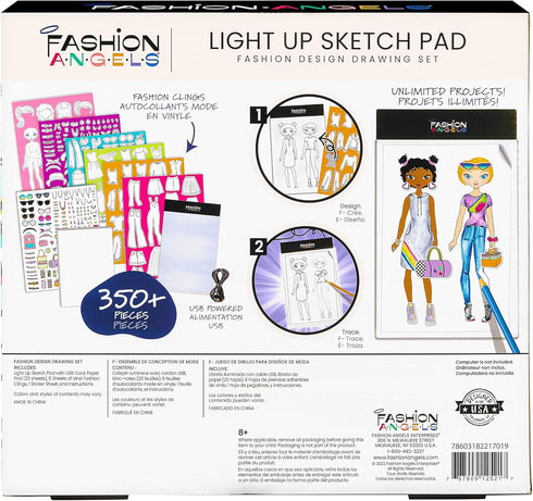 Fashion Angels Fashion Design Light Up Sketch Pad 12521, Light Up Tracing Pad, Includes USB, Ultra Thin Tablet, Includes Stencils and Stickers, Re...