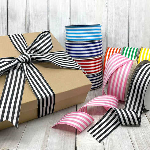 Morex Ribbon Striped Polyester Grosgrain Ribbon, Party Decorations, Gift Wrapping, Fun Patterns, 7/8" by 20 yd., Red...