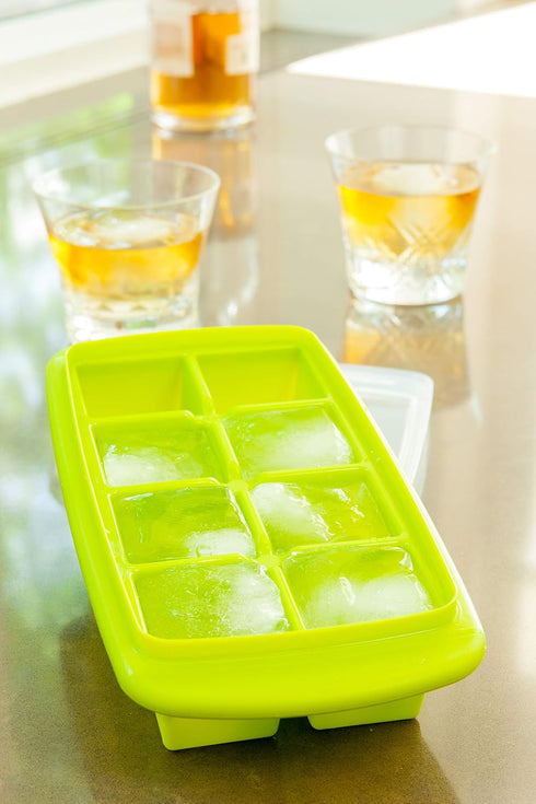 Joie Extra Large Ice Cube Tray, Covered and Stackable, No-Spill Removable Lid, Pop Open Door for Easy Refills, Keeps Ice Fresh, Freezer Durable, D...