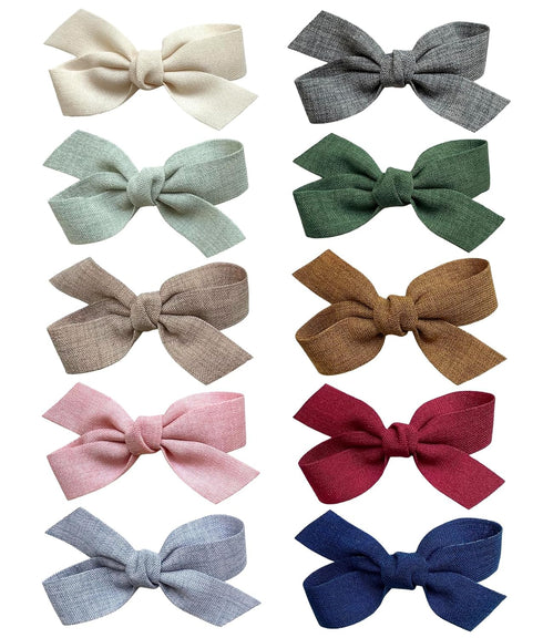 Baby Girls Hair Bows Clips, 10pcs Boutiques Barrettes Fully Lined Alligator Clips Hair Accessories for Infants Toddlers Fine Hair by Cherssy...