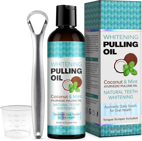 Coconut Oil Pulling for Fresh Breath and Oral Hygiene - Ayurvedic Expert Formulated | Supports Healthy Gums | Natural Teeth Whitening - Includes T...