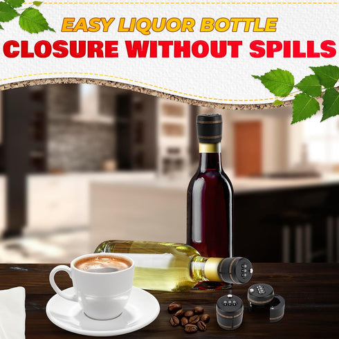 3 Pcs Wine Bottle Lock Cap - 1-1.1in Soda Lock Cap Liquor Bottle Locking Caps - Password Bottle Security Cap Locks Plastic Wine Bottle Tops - Drin...