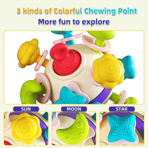 Baby Teether Sensory Toys, Baby Teething Toys for 0-3-6-12-18 Months, Boys Girls Baby Shower Gifts Newborn Infant Rattle Toys, Montessori Learning...