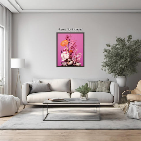 Posterizer 1 pcs-pink funky flowers-hippy girly collage-Abstract & Modern Art-Floral & Botanical Art-Gift for Art Lovers- UNFRAMED Wall Art...
