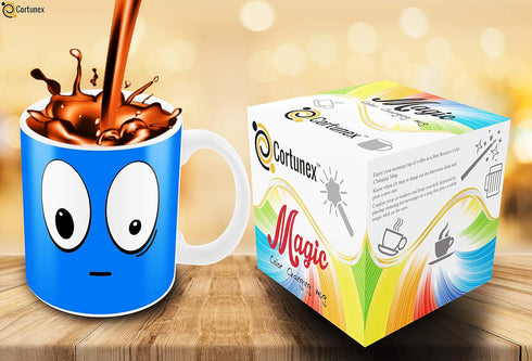 Cortunex Heat Changing Mug - 11 Oz Ceramic Color Changing Coffee Mug with A Funny Blue Sleepy Smiley Face - Cute Heat Sensitive Magic Mug with Fun...