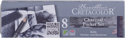 CRETACOLOR Charcoal Pocket Pencil Set, 8 Pieces, multicolor...