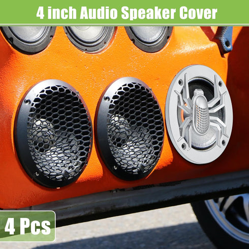 ACROPIX Universal 4" Car Speaker Grills Cover Round 4 Inch Audio Speaker Subwoofer Guard Protective Case with Mounting Screws ABS Silver Tone - Pa...