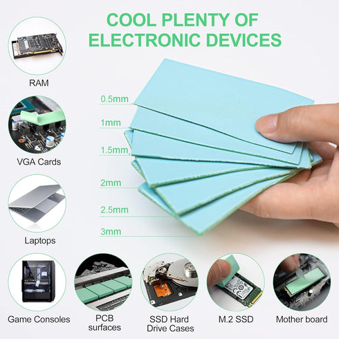 Thermal Pad 20W/m.K, 100x50x1mm Silicone Cooling Pad Non Conductive Heat Resistance Extreme Odyssey Cover with Dual Self-Adhesive Films for PC Lap...