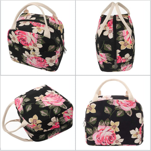 EurCross Work Lunch Bag for Women and Lidies,Trendy and Practical Floral Canvas Compact Lunch Tote Bento Box Bag...