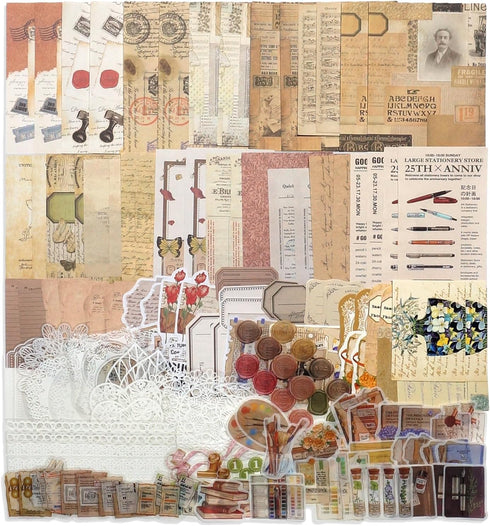 260 PCS Vintage Scrapbooking Supplies Aesthetic Journaling Kit,Large Collection for Bullet Junk Journals,Arts Craft Collage,Ephemera Adults,Beginn...