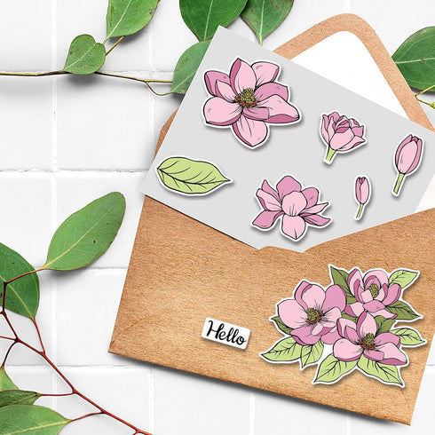 Realistic Magnolia Flower Stamps and Die and Layering Coloring Stencil Bundle for Card Making Album Arts Crafts Supplies...