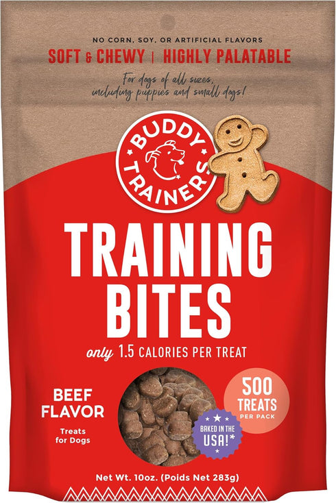 Buddy Biscuits Trainers Training Bites Soft & Chewy Dog Treats, Beef, 10 oz. Pouch...